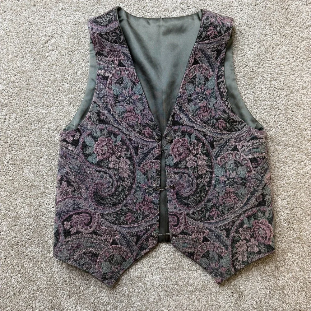 Suit Vest Mens Small Multicolor Paisley Waistcoat Formal Wedding Party Cocktail